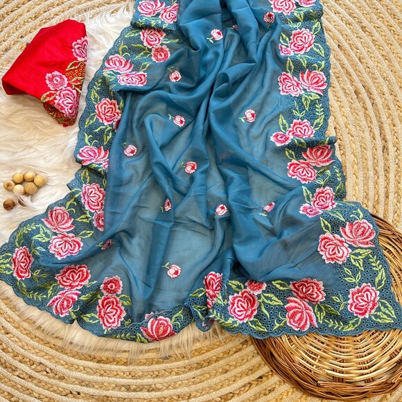 Organza silk--saree - Picture 11 of 11